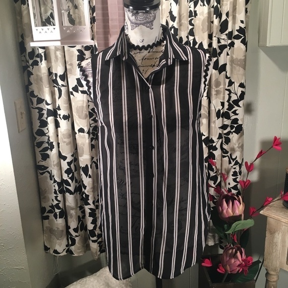 H&M sheer striped sleeveless blouse - Picture 1 of 7
